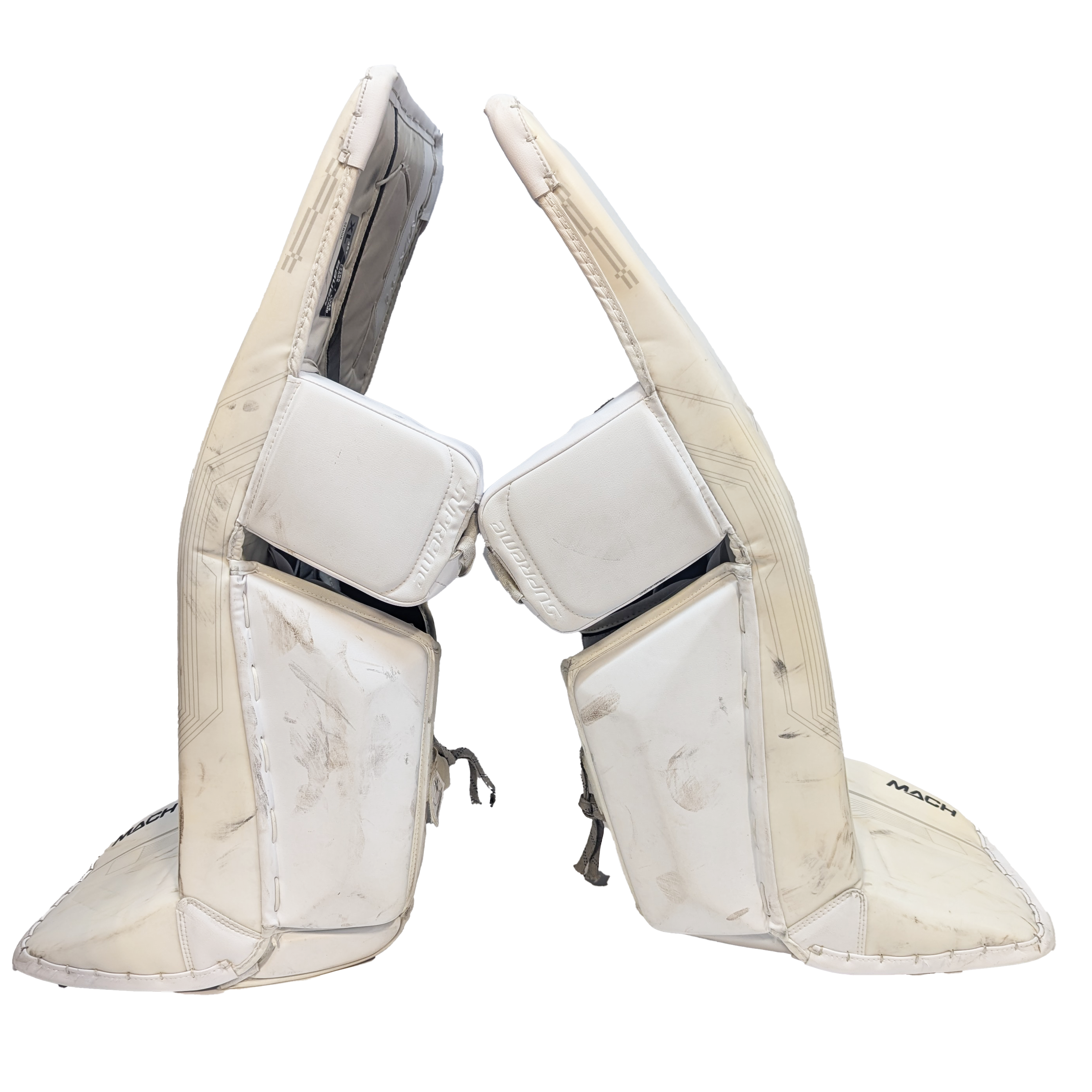 Bauer Supreme Mach - Jambières de gardien USHL d'occasion (blanc/noir)